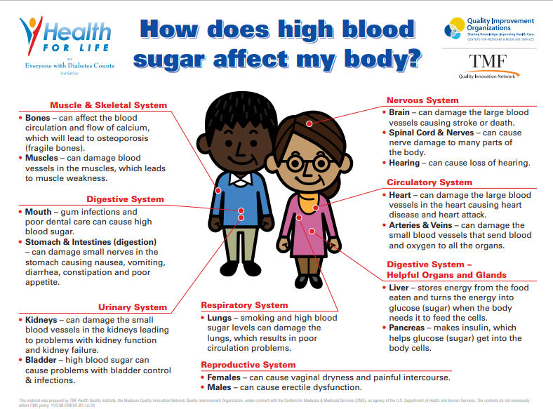 Infographic of How High Blood Sugar Affects the Body in English
