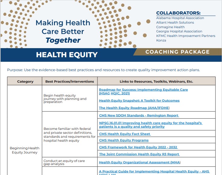 Alliant Health Coaching Package resource chart