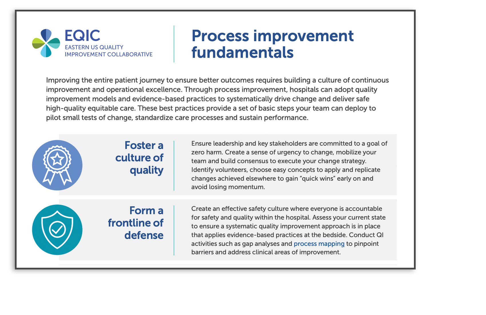 Screenshot of the process improvement fundamentals document