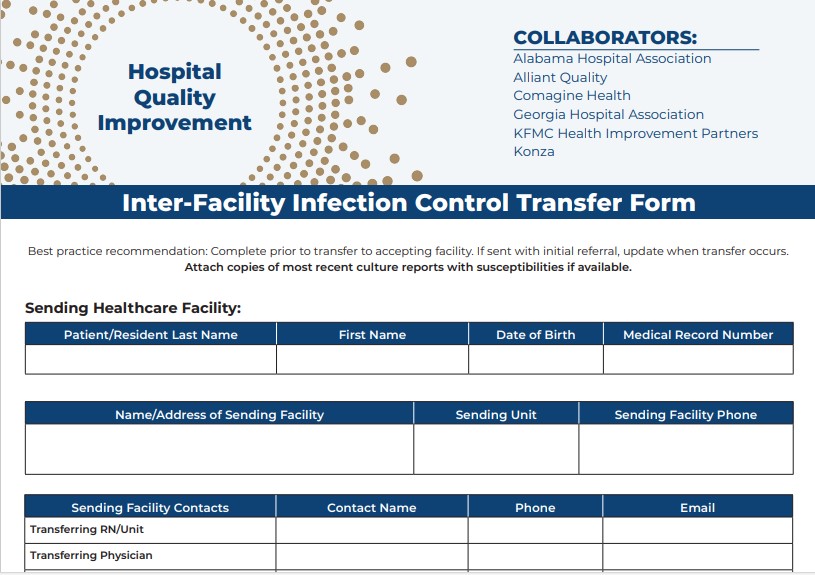 Inter-Facility Infection Control Transfer Form