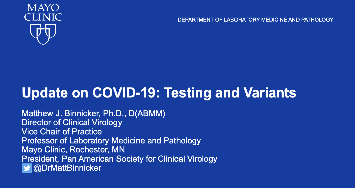 Update on COVID-19: Testing and Variants