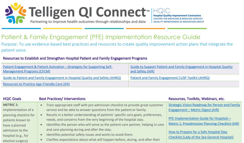 Telligen's Patient and Family Engagement Guide