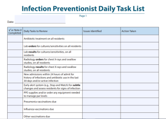 Infection Preventionist Daily Task List