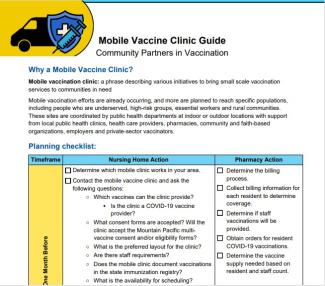 Mobile Vaccine Clinic Guide checklist