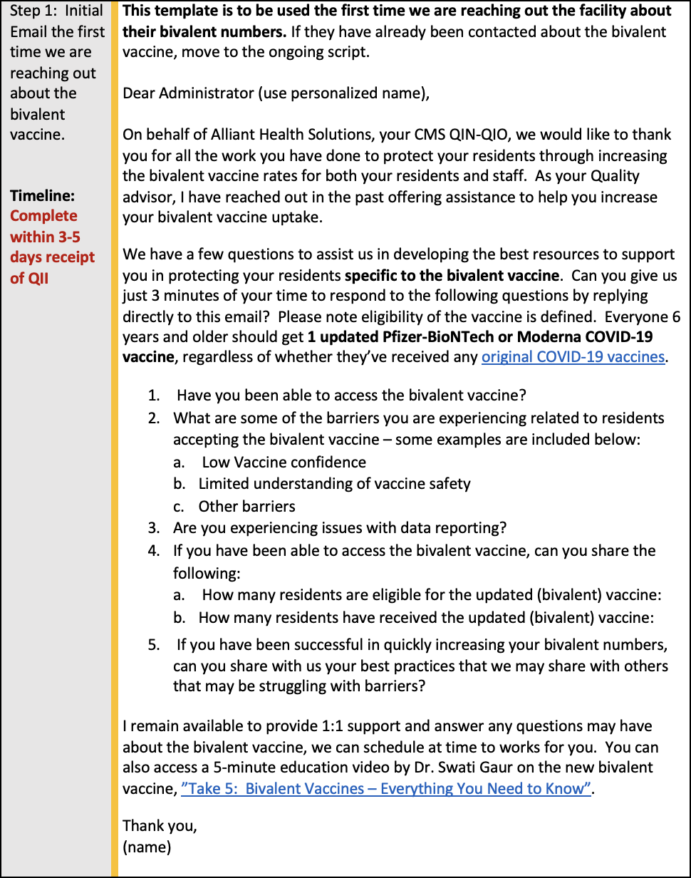 Appendix 1. Alliant’s Initial Contact Communication Template