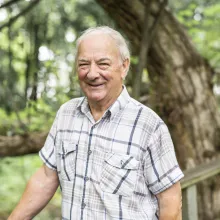 Senior man in the nice forest park