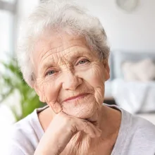 Portrait of senior woman at home