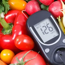 Glucometer with fresh vegetables