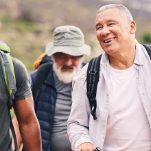 Group of older men hiking 
