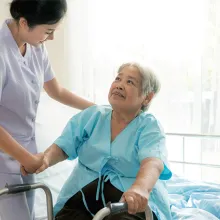 the nurses are well good taken care of elderly patients in hospital bed patients  feel happiness - medical and healthcare concept.