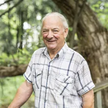 Senior man in the nice forest park