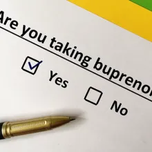 Piece of paper that ask the question are you taking Buprenorophine with a yes checkbox marked