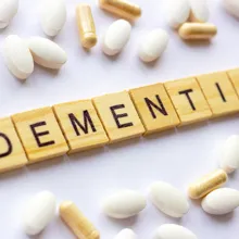 wooden tiles spelling out the word 'Dementia'.