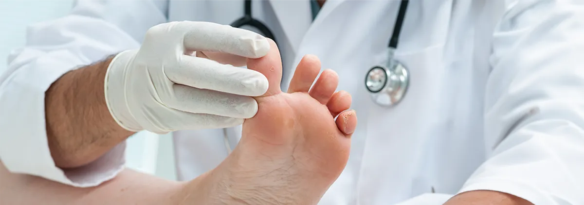 Clinician examining a foot