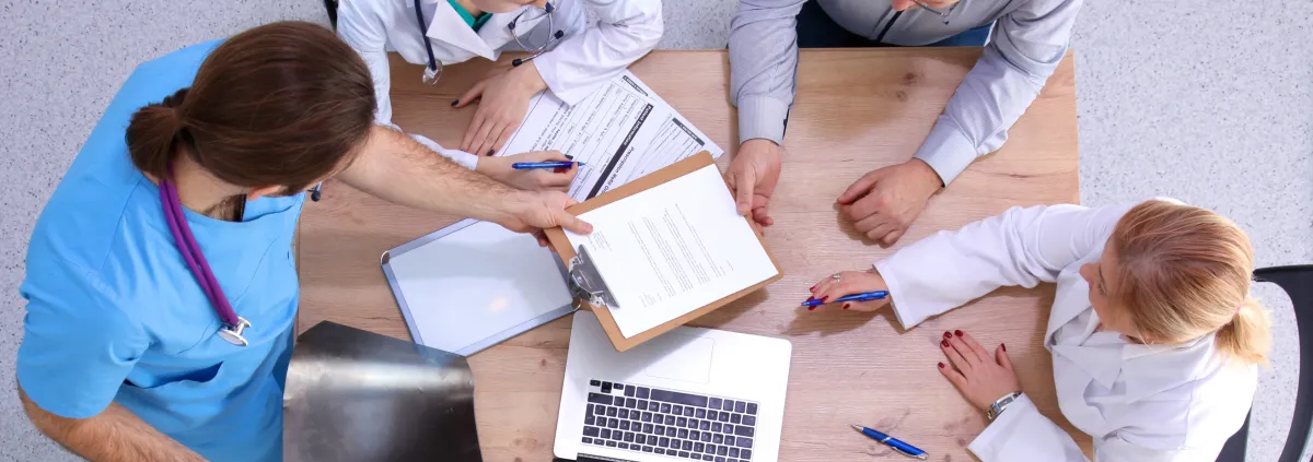 a focus group sitting around a table