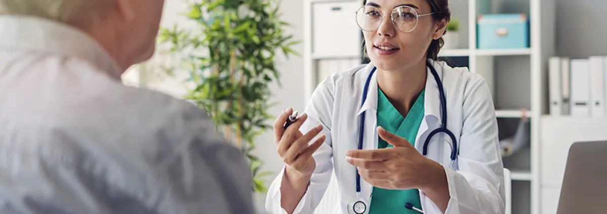 Doctor and patient having discussing at clinic