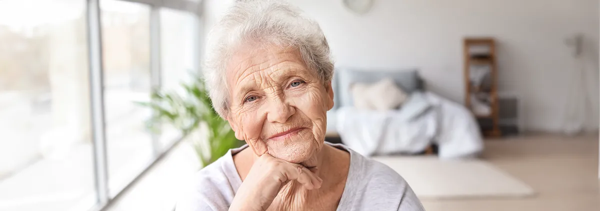 Portrait of senior woman at home