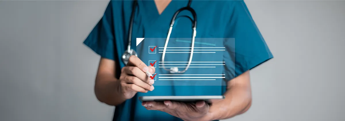 Clinician check marking a box